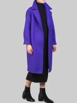 CAPPOTTO OVERSIZE VIOLA DOPPIOPETTO IN LANA VERGINE PRESSATA