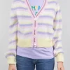 CARDIGAN CORTO A RIGHE MULTICOLORE