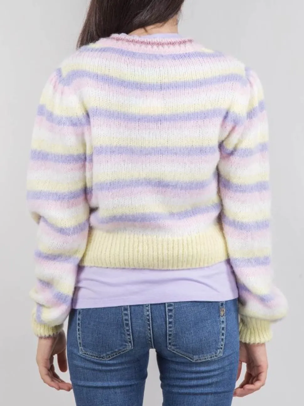 CARDIGAN CORTO A RIGHE MULTICOLORE