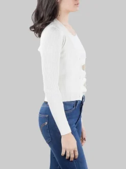 CARDIGAN TILACINO BIANCO CON LOGO TRASPARENTE