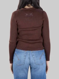 CARDIGAN TILACINO MARRONE CON LOGO TRASPARENTE