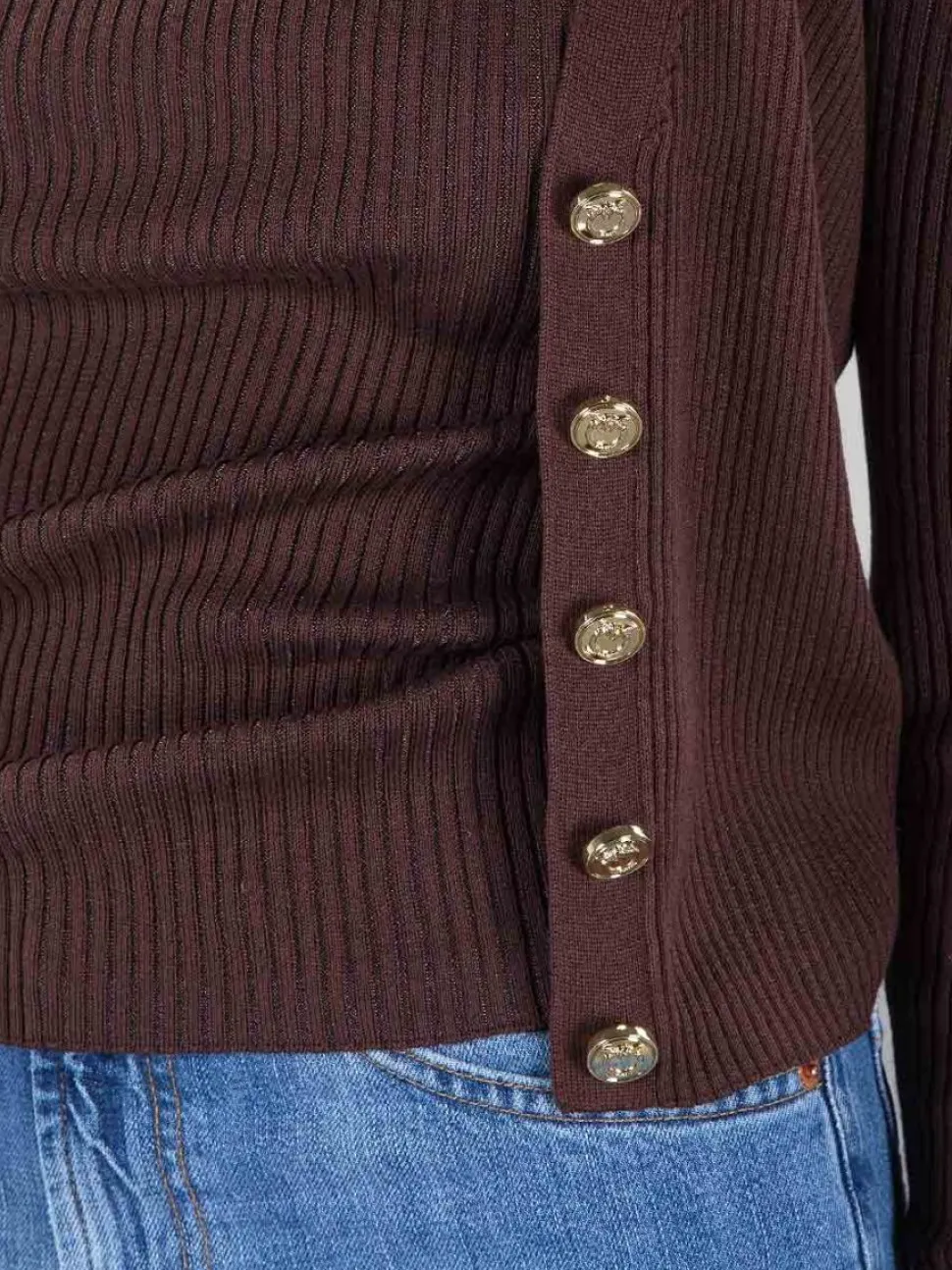 CARDIGAN TILACINO MARRONE CON LOGO TRASPARENTE