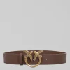 CINTURA LOVE BERRY IN PELLE LISCIA MARRONE CON FIBBIA LOVE BIRDS
