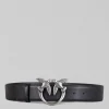 CINTURA LOVE BERRY IN PELLE LISCIA NERA CON FIBBIA LOVE BIRDS