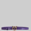 CINTURA LOVE BERRY IN PELLE LISCIA VIOLA CON FIBBIA LOVE BIRDS