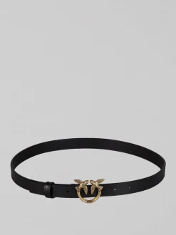 CINTURA LOVE BERRY IN PELLE LISCIA NERA CON FIBBIA LOVE BIRDS