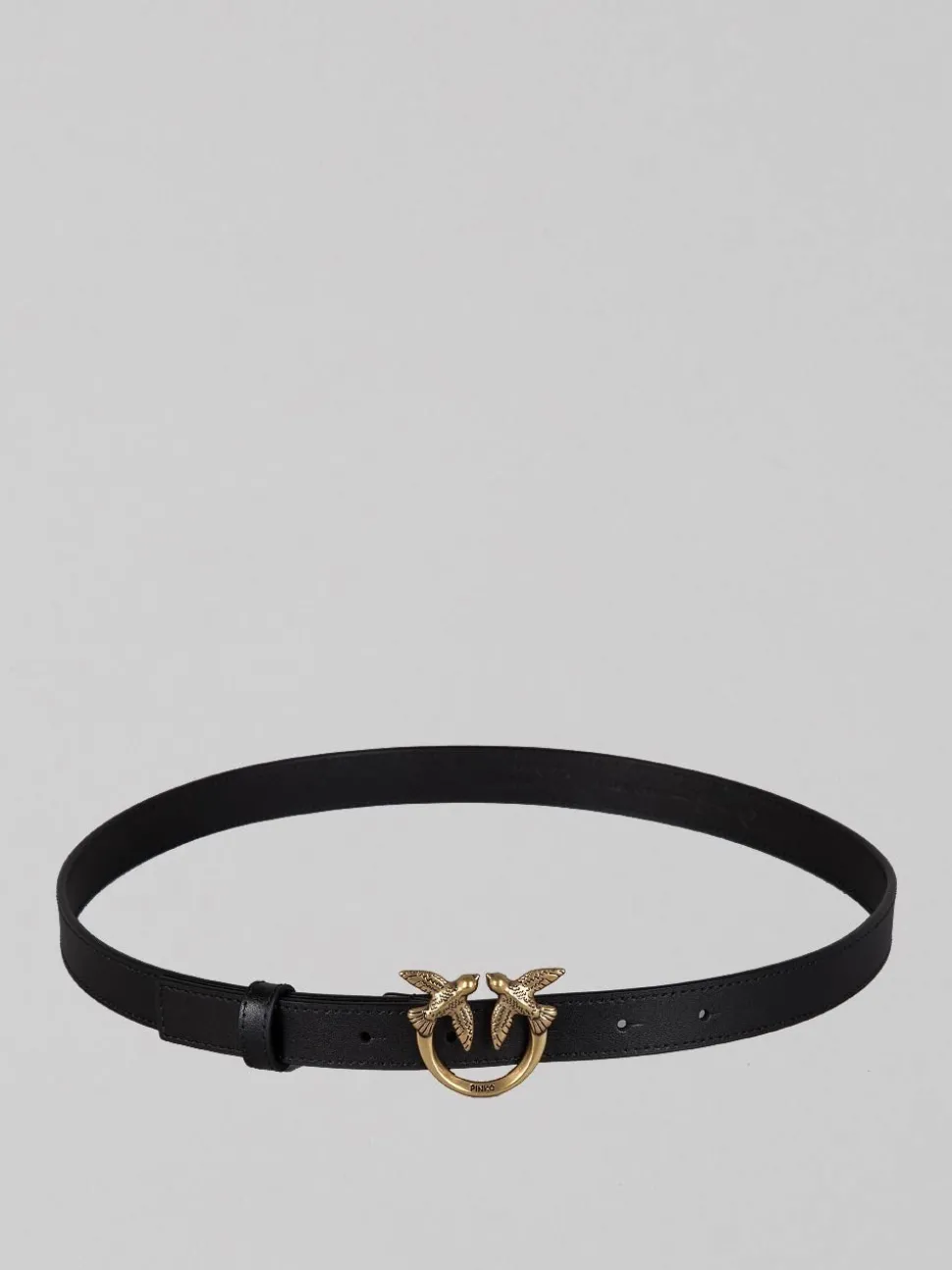 CINTURA LOVE BERRY IN PELLE LISCIA NERA CON FIBBIA LOVE BIRDS