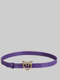 CINTURA LOVE BERRY IN PELLE LISCIA VIOLA CON FIBBIA LOVE BIRDS