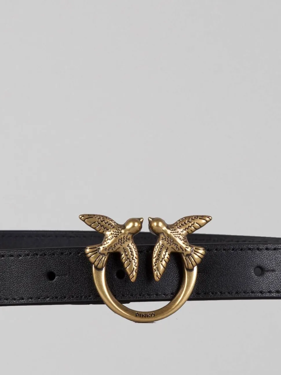 CINTURA LOVE BERRY IN PELLE LISCIA NERA CON FIBBIA LOVE BIRDS