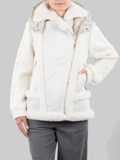 ECOMONTONE BIANCO MODELLO AVIATORE CON MANICHE IN MAGLIA