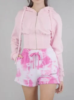 FELPA CORTA BUSTIER CON CAPPUCCIO