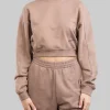 FELPA CORTA GIROCOLLO OVERSIZE TORTORA