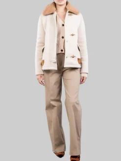 GIACCA 3 GANCI IN LANA EFFETTO VINTAGE CON COLLETTO IN ECO SHEARLING