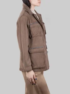 GIACCA SAHARIANA PALM BAY IN PELLE SUEDE EFFETTO VINTAGE CON PUNTI LUCE