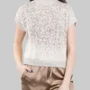 GILET GIROCOLLO BIANCO E BEIGE CON MICRO PAILLETTES RICAMATE