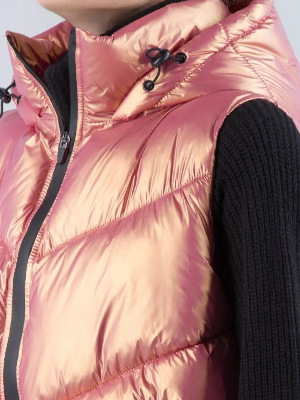 GILET IMBOTTITO ROSA CON CAPPUCCIO