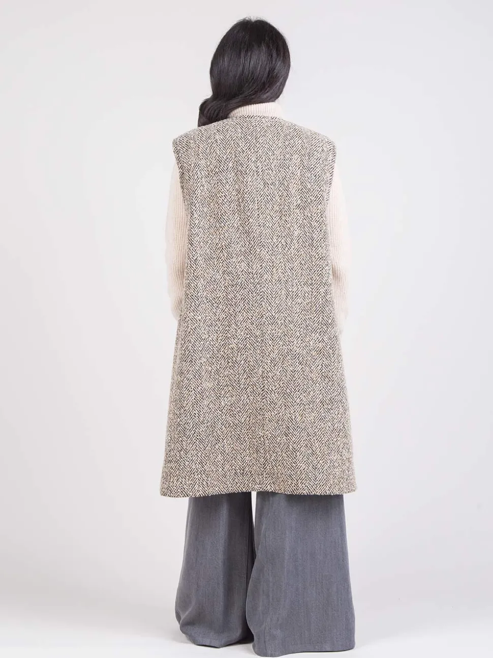 Gilet lungo in tweed