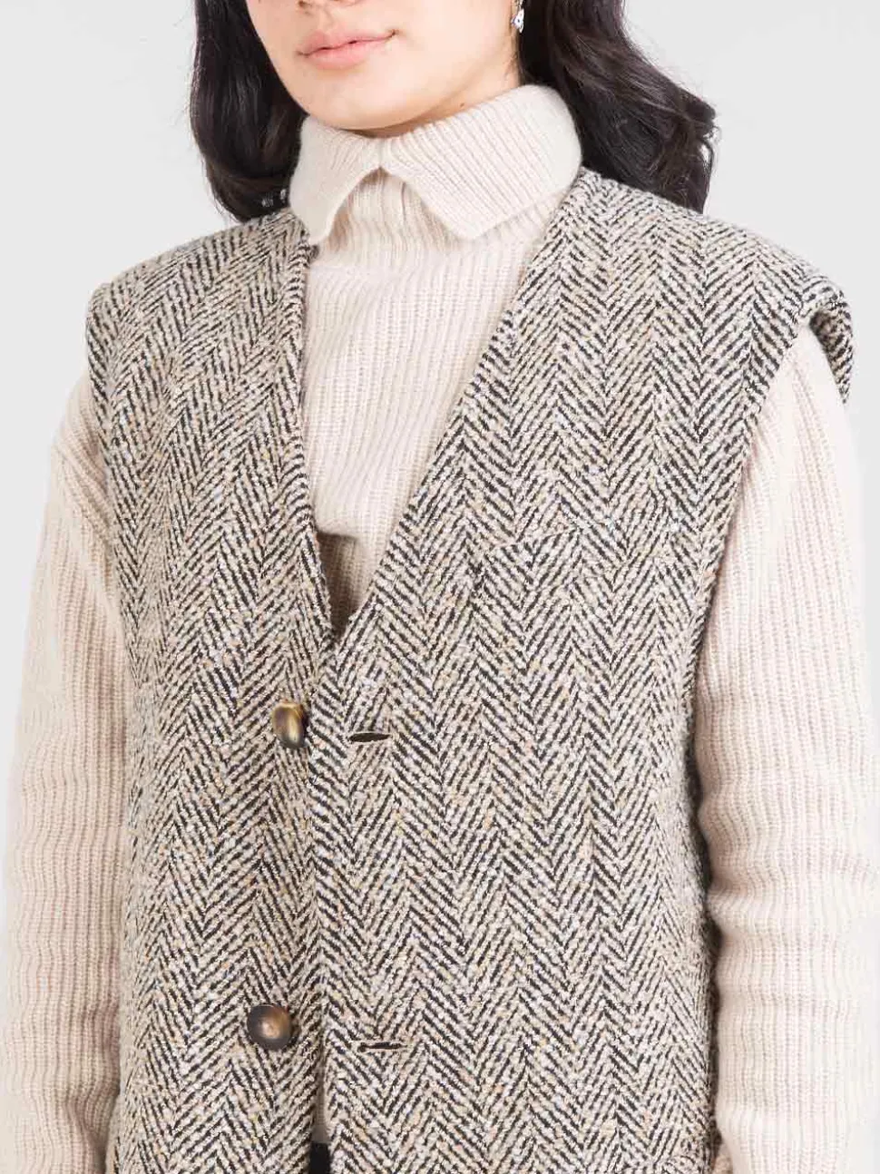 Gilet lungo in tweed