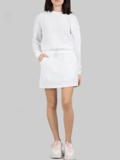 GONNA MINI BIANCA IN TESSUTO ELASTICIZZATO JACQUARD CON COULISSE IN VITA