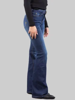 JEANS FLARE SLIM FIT IN TESSUTO ELASTICIZZATO CON CINTURA LOVE BIRDS