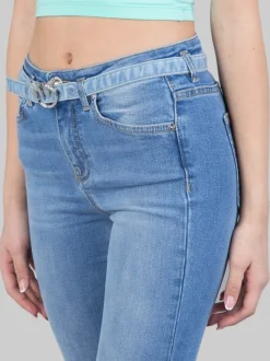 JEANS FLORA IN DENIM ELASTICIZZATO CON CINTURA