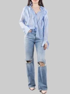 JEANS FRANCINE IN DENIM LAVATO CON ROTTURE ANTERIORI