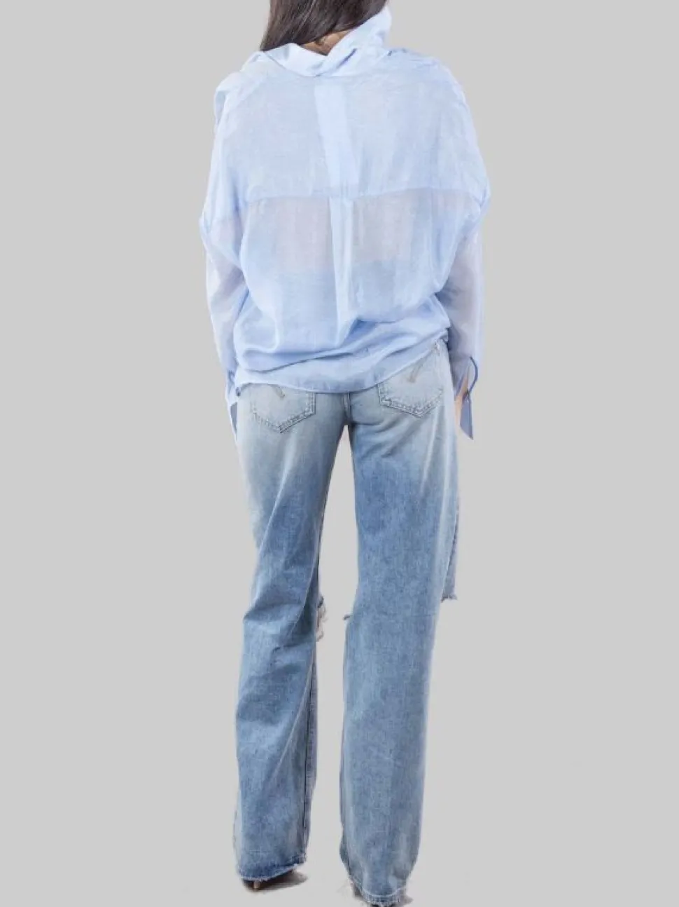 JEANS FRANCINE IN DENIM LAVATO CON ROTTURE ANTERIORI
