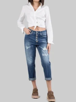 JEANS KOONS LOOSE FIT IN COTONE CON BOTTONI GIOIELLO