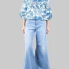 JEANS PALAZZO IN COTONE ELASTICIZZATO CON PICCOLE ROTTURE