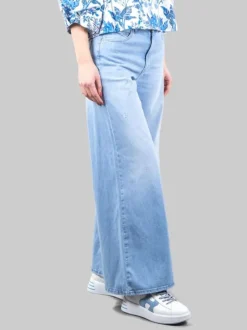 JEANS PALAZZO IN COTONE ELASTICIZZATO CON PICCOLE ROTTURE