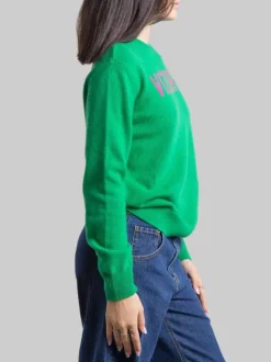 MAGLIA GIROCOLLO VERDE CON GRAFICA "VIZIATA"