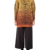 MAGLIA LUNGA GIROCOLLO A FANTASIA LEOPARDO GIALLO E ARANCIO