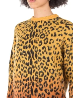 MAGLIA LUNGA GIROCOLLO A FANTASIA LEOPARDO GIALLO E ARANCIO