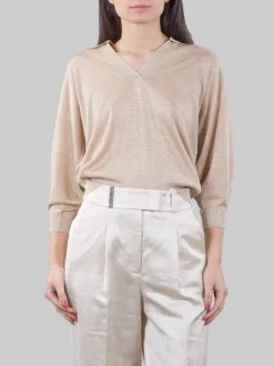 MAGLIA MODELLO POLO IN MISTO VISCOSA COLOR ORO
