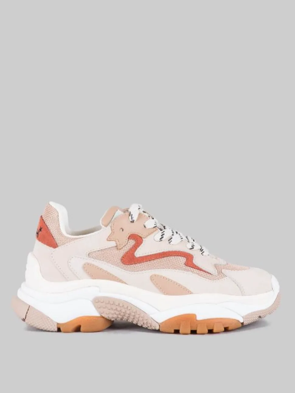 MAXI SNEAKER ADDICT IN PELLE E TELA NUDE E MARRONE ARAGON
