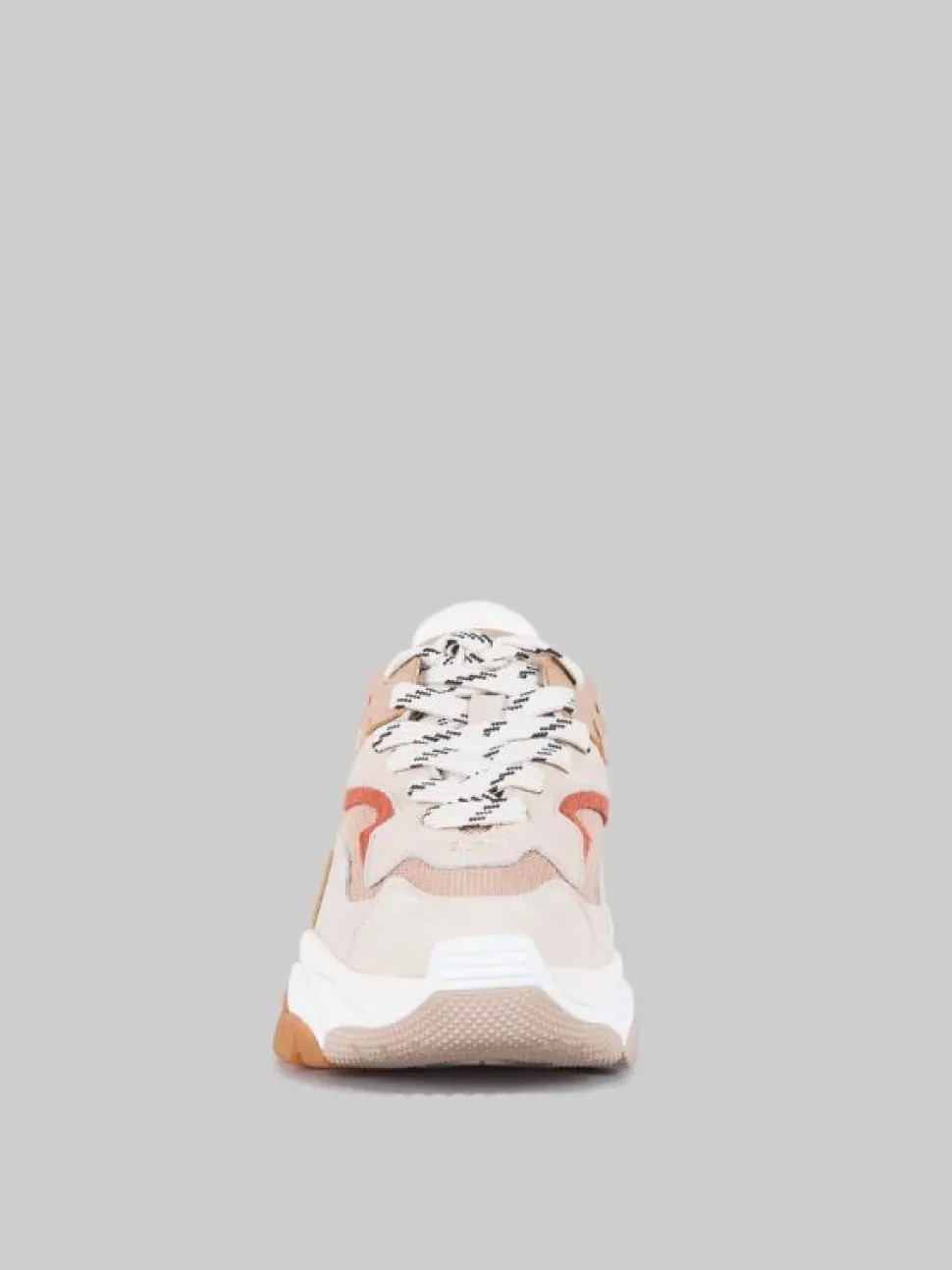MAXI SNEAKER ADDICT IN PELLE E TELA NUDE E MARRONE ARAGON