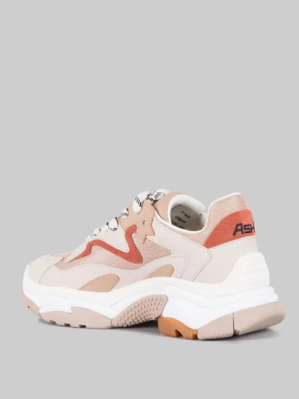 MAXI SNEAKER ADDICT IN PELLE E TELA NUDE E MARRONE ARAGON