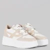 MAXI SNEAKER MATCH IN PELLE BICOLORE BIANCA E BEIGE
