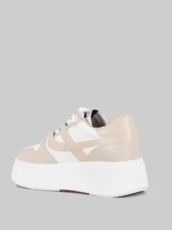 MAXI SNEAKER MATCH IN PELLE BICOLORE BIANCA E BEIGE