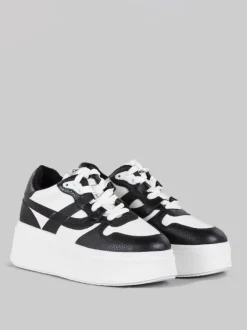 MAXI SNEAKER MATCH IN PELLE BICOLORE BIANCA E NERA