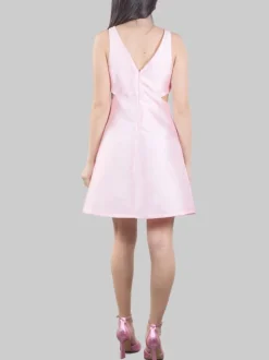 MINI ABITO ROSA CUT OUT CON PETALI DI FIORI IN TESSUTO