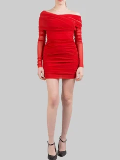 MINI ABITO ROSSO IN TULLE ELASTICIZZATO