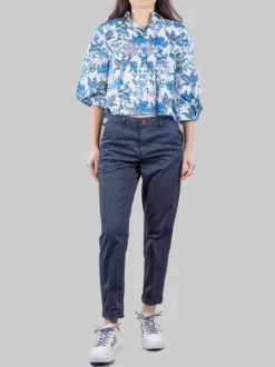 PANTALONI CHINO A SIGARETTA IN COTONE ELASTICIZZATO BLU SCURO