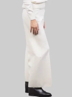 PANTALONI CROPPED IN LANA ELASTICIZZATI BIANCO LATTE