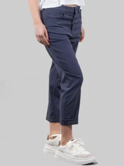 PANTALONI KOONS BLU LOOSE FIT CON BOTTONI GIOIELLO