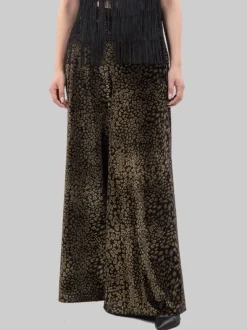 PANTALONI PALAZZO ANIMALIER IN TESSUTO EFFETTO CINIGLIA