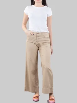 PANTALONI PALAZZO CROPPED MODELLO 5 TASCHE IN MISTO LINO E COTONE