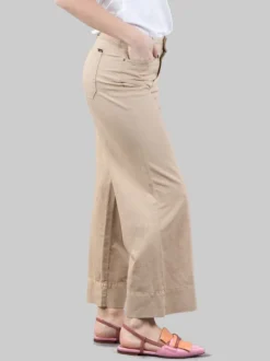 PANTALONI PALAZZO CROPPED MODELLO 5 TASCHE IN MISTO LINO E COTONE
