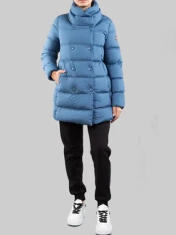 PIUMINO AZZURRO IN TESSUTO ELASTICIZZATO CON COLLO ALTO