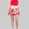 SHORTS A VITA ALTA IN LINO E COTONE A FANTASIA CON CINTURA IN VITA